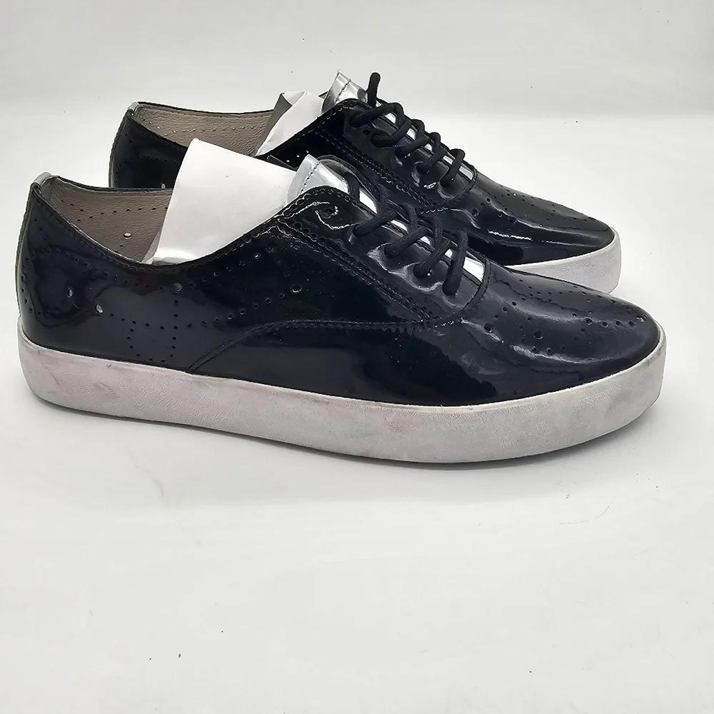 BlackStone NL41 Patent Leather Lace Up Sneakers Platform Shoes Womens Size 37